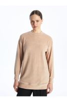 LC Waikiki Crew Neck Plain Long Sleeve Velvet Women's Tunic