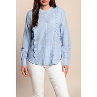 Shirt Mit Rüschen, Hellblau