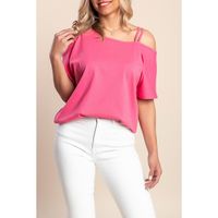 Locker Sitzendes Baumwoll-T-Shirt, Rosa