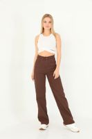 BİKELİFE Women's Brown Wide Leg Palazzo High Waist Trousers