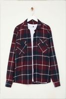 Trendyol Burgundy Plaid Double Pocket Checkered Lumberjack Winter Plus Size JacketShirt