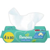 Pampers Fresh Clean вологі очищуючі серветки для дітей для чутливої шкіри 4x80 кс