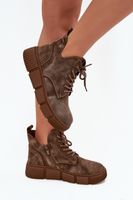 BIG STAR SHOES Zamszowe Niskie Botki Damskie Na Platformie Big Star