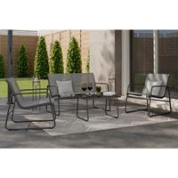 Ambia Garden SÚPRAVA ZÁHRADNÉHO NÁBYTKU 4-dielne, kov, sklo, textil