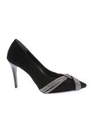 DGN Women's Silver Stone Twist Strap Evening Shoes Black Velvet