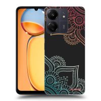 Silikónový čierny obal pre Xiaomi Redmi 13C 4G - Kvetinový vzor