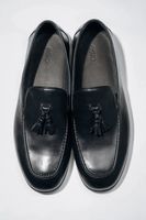 Estro: Eleganckie czarne loafersy męskie z chwostem ze skóry naturalnej