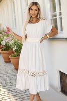 618-1 Subtle boho dress with openwork inserts – ecru