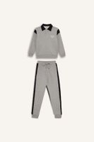 DEFACTO Boy's 2-Piece Set Polo Collar Printed Thick Sweatshirt Elastic Waist Leg Tracksuit Bottoms