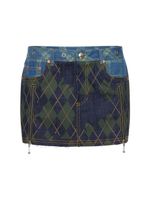 Kiki Broken Argyle Denim Mini Skirt