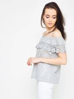 Lace blouse with Spanish neckline gray