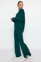 Trendyol Emerald Green Wide Pattern Knitwear Bottom-Top Set