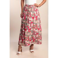 Langer Rock Mit Print, Rosa