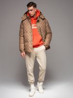 Ombre Men's jacquard patterned puffer jacket-brown