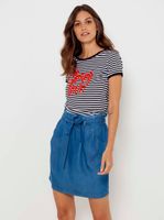 Blue Denim Skirt with CamAIEU Pockets - Women