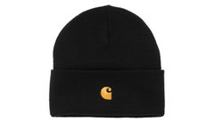 Carhartt WIP Chase Beanie Black Gold Unisex - Glavni pokrivači Carhartt WIP - Crna - I026222_00F_XX-One-size - Size: One size