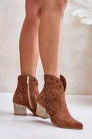 Lewski Shoes Kivágott Cowboy Bokacsizma Velúr Sarkú Barna Lewski 3613