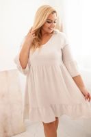Kesi Włoski Women's Plus Size viscose dress with openwork decoration beige