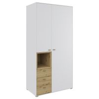 Hom`in SKRIŇA S OTOČNÝMI DVERAMI, biela, farba duba, 105/214/60 cm