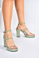 Fox Shoes Green Thick Heeled Women's Casual Shoes