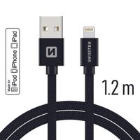 Datový kabel Swissten Textile USB-C/ Lightning MFi 1,2 M, black