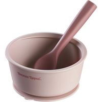 Tommee Tippee EasiStick™ Silicone Bowl & Spoon silikona bļodiņa ar piesūcekni 4m+ Pink 1 gab.