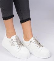 Gemre Białe sneakersy trampki z srebrnymi cyrkoniami Treysi
