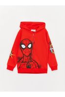 LC Waikiki Hooded Spiderman Printed Long Sleeve Boys' Zipper Sweatshirt