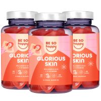 Glorious Skin Kollagen Gummibärchen 3er Pack (180) – für strahlend schöne Haut: Collagen, Q10, Biotin + Vitamine. Zitrusgeschmack | BeSoHappy Sensilab