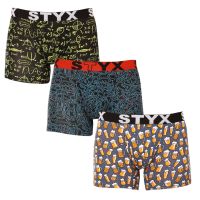 3PACK pánské boxerky Styx long art sportovní guma vícebarevné (3U12672) M