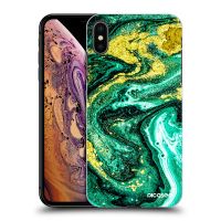 Silikónový čierny obal pre Apple iPhone XS Max - Green Gold