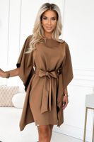 287-39 SOFIA Butterfly dress with a tie waist - cappuccino