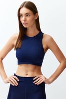 Trendyol Dark Navy Seamless Ribbed and Lightly Supported Knitted Sports Bra