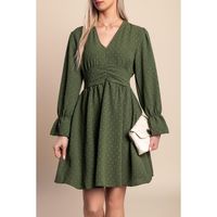 Olivgrünes Minikleid Mit V-Ausschnitt