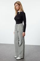 Trendyol Multicolored Elastic Waist Striped High Waist Wide Leg Jeans