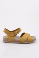 DGN P31 Women's Cross Strap Sandals Genuine Leather Yellow Nubuck