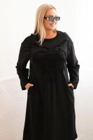 Kesi Włoski Sukienka damska Plus Size z haftem bawełniana czarna