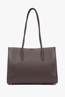 Estro: Ciemnobrązowa skórzana shopperka damska z długimi rączkami