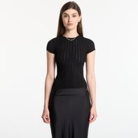 T-shirt GUESS Ss Cn Rib Pointelle Mix Kara S Jet Black M