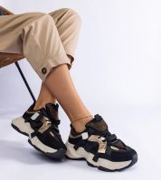D/CEO Czarne sneakersy ze złotymi wstawkami Candra