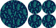 Bertoni Home Unisex's 1+4 Round Table Pads Set Juniper Navy Blue/Green