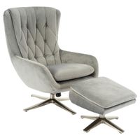 Carryhome RELAXAČNÍ KŘESLO S TABURETEM, textil, světle šedá