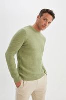 DEFACTO Standard Fit Regular Cut Crew Neck Jacquard Knitwear Sweater