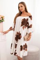 Kesi Włoski Women's viscose dress with a floral pattern brown