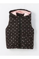 LC Waikiki LCW baby Black Printed Hooded Polka Dot Baby Girl Puffer Vest