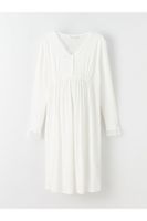 LC Waikiki V-Neck Lace Detailed Long Sleeve Maternity Nightgown