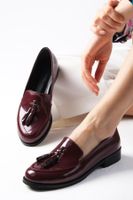 Mio Gusto Iris Burgundy Color Patent Leather Women's Oxford Daily Flat Shoes