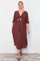 Trendyol Curve Brown A-line Woven Dress