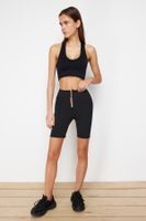 Trendyol Black Restorer Reflector Printed and Zipper Knitted Sport Biker/Cyclist/Short Leggings