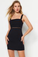 Trendyol Black Strap Tkana sukienka i kombinezon Tkana sukienka